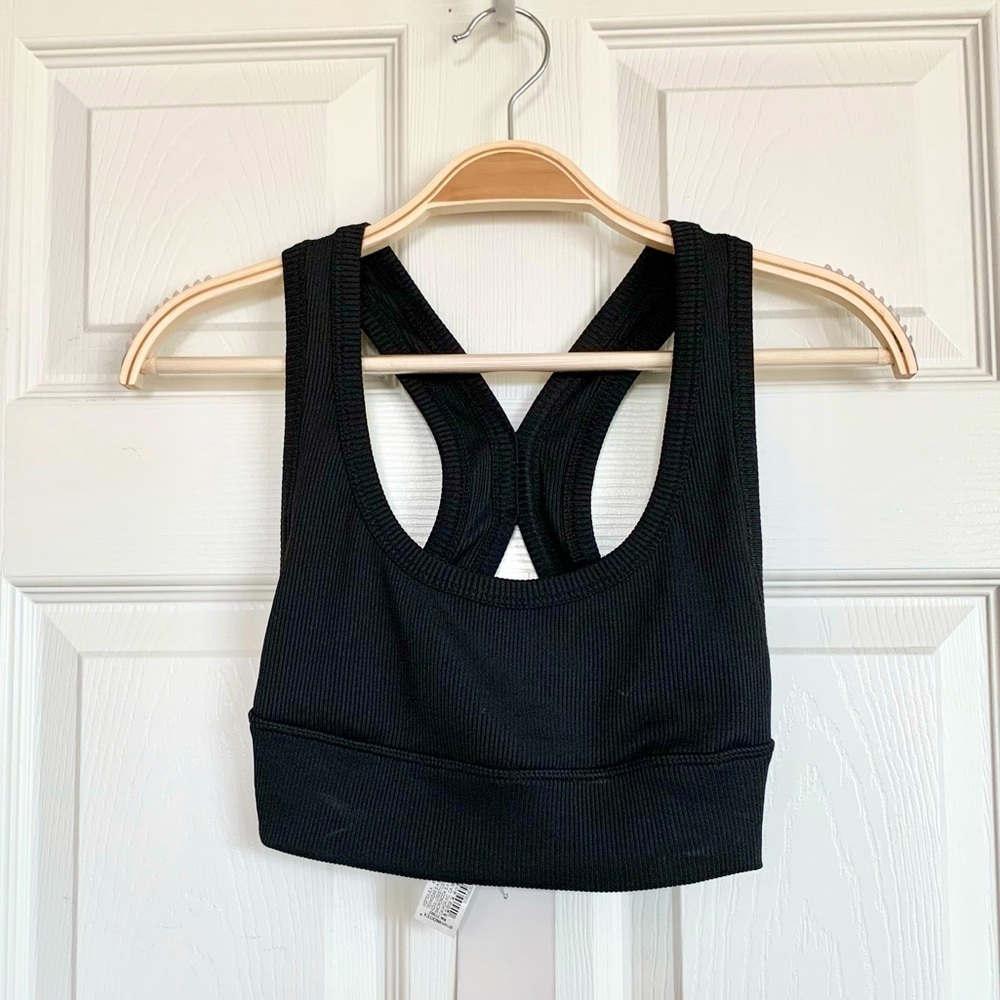 🖤 ZARA Black Ribbed Racerback Bralette Sports Bra